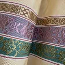 Japanese Authentic Chikuzen Hakata Ori Half Width Obi Belt Arabesque Flower Weav