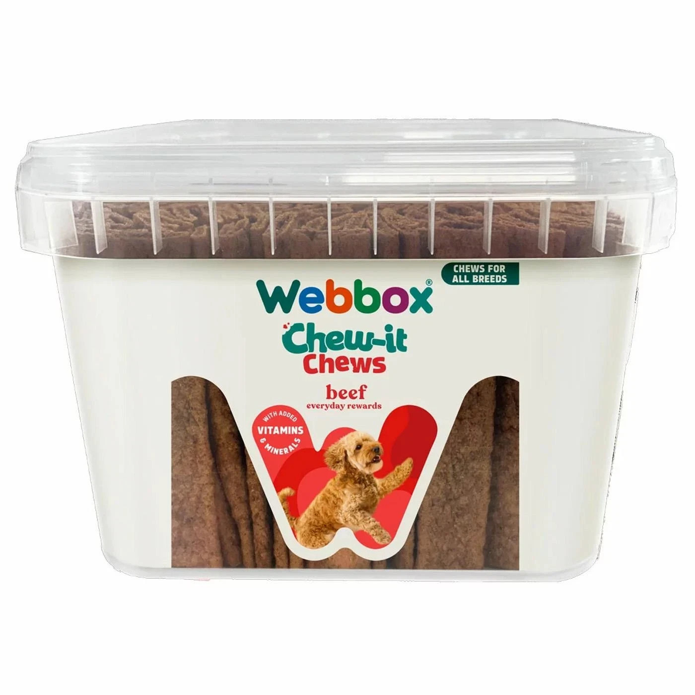 Webbox Chew-it Meaty Chews Beef Flavour Chomping Dogs Pet Treat Tub Pack 2.15kg