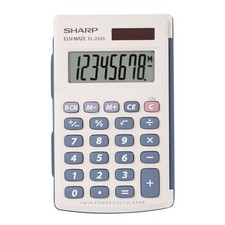 Sharp EL243SB Pocket Calculator 8 Digit LCD Rubber Keys Gray Blue