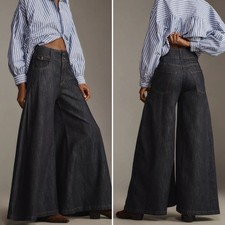NEW Anthropologie PILCRO Dramazzo Ultra Wide-Leg Jeans Dark Denim Sz 28 148
