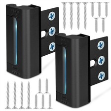 Home Security Door Reinforcement Lock, Upgraded Front 2 Pack, Black
