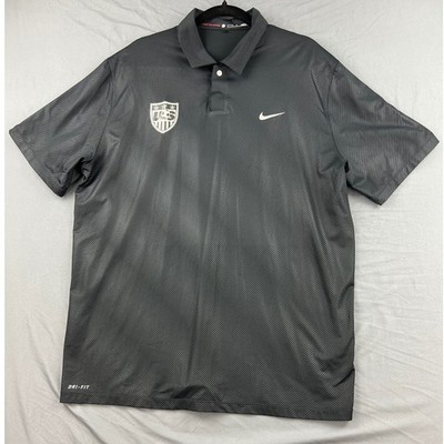 Nike US Soccer Polo Mens XL Black Tiger Woods Collection Dri-FIT Excellent