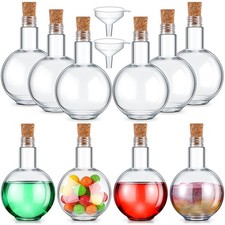 10 Sets 8 OZ Potion Bottles With Cork Spherical Glass Ball Witch Props