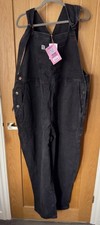 BNWT LUCY & YAK WASHED BLACK DENIM EASTON DUNGAREES SIZE 22L