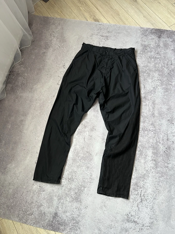 Двухцветные льняные хлопчатобумажные брюки Andrea Ya'adov Drop Crotch Chino Jogger черные L - Изображение 3 из 4