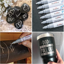 Metallic Silver Paint Markers Pens - Single color 6 Pack Permanent Oil Based ...