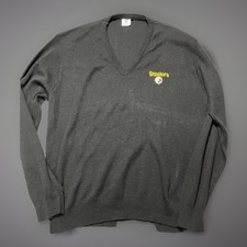 Vintage 80s Pittsburgh Steelers V Neck Sweater Mens XL Black Garan NFL USA Made