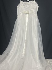 VTG Henson Kickernick White Double Chiffon Lace Bridal Nightgown Sz 30 Babydoll