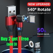 2M 360 Cable Rotating Phone Charger Made of Durable Nylon Braid Fast UK