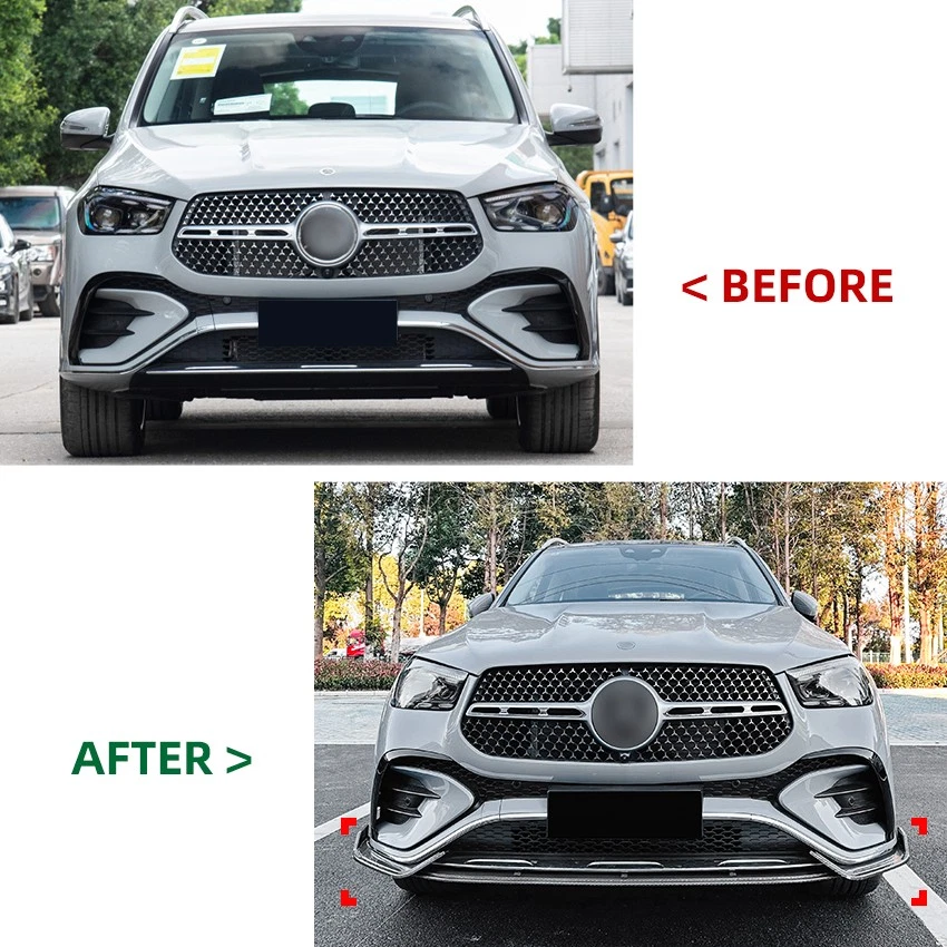 For Mercedes Benz GLE Coupe GLE350 W167 24+ Gloss Black Front Lip Splitter 3PCS - Image 3 of 4
