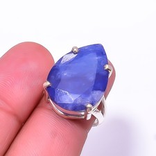 Blue Sapphire Simulated 925 Sterling Silver Ring S.7 R, Christmas Gift