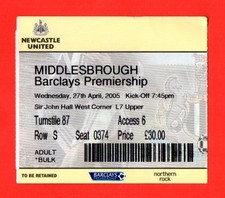 2004/05 NEWCASTLE UNITED 0-0 MIDDLESBROUGH PREMIERSHIP 27.04.05 TICKET EXC COND
