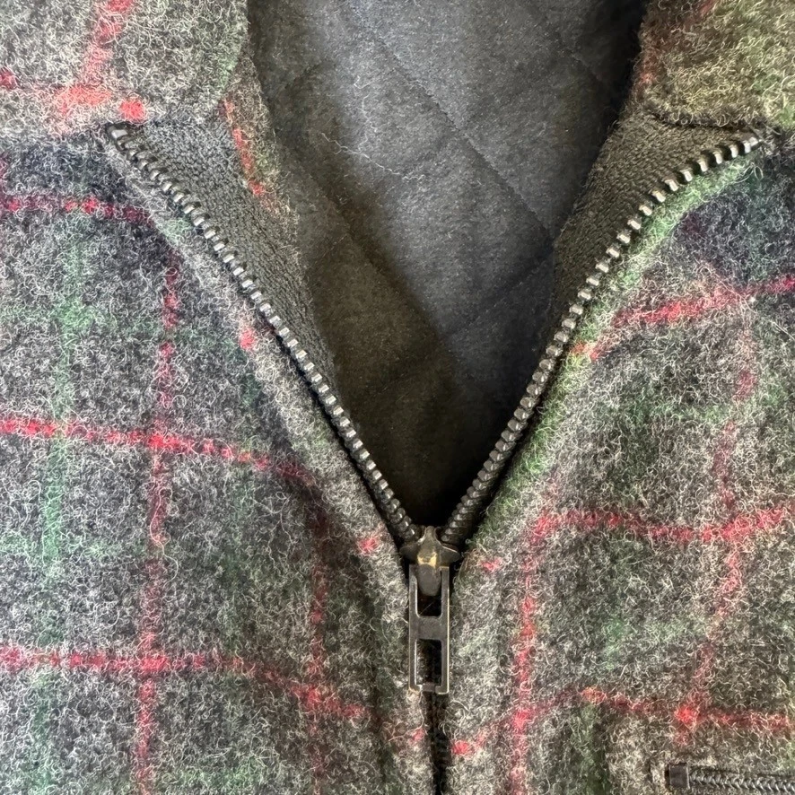 Johnson Woolen Mills Adirondack Plaid Wool Jacket Gray Red Green 10115 Large - product detail image 8