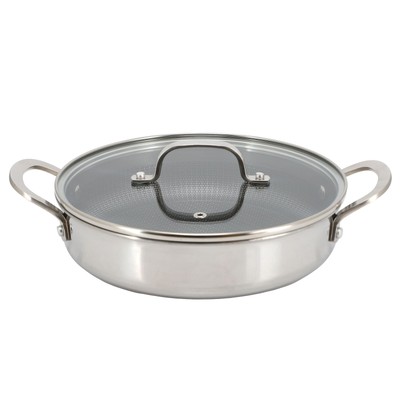Better Chef 10 Inch 3-Ply Stainless Steel Nonstick Deep Fry Pan with Lid in Silv