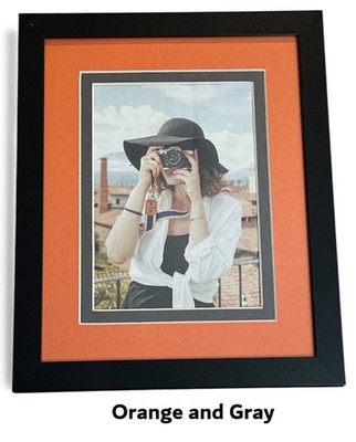 Orange & Gray Double Mat for 5x7 Photo   8x10 Frame Options Free Shipping