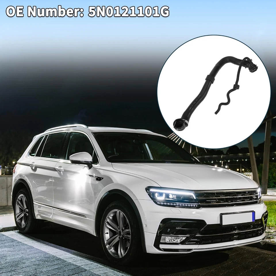 Radiator Hose Heater Hose No.5N0121101G for Volkswagen Tiguan 2009-2018 Black Ru - Image 3 of 4