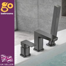 Gun Metal Deck Mounted Bath Shower Mixer Tap 3 Hole Bath Shower Mixer Tap