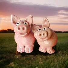 Pig Sculptures Figurines, Handmade Pink Ceramic Pigs As a Set or Individually