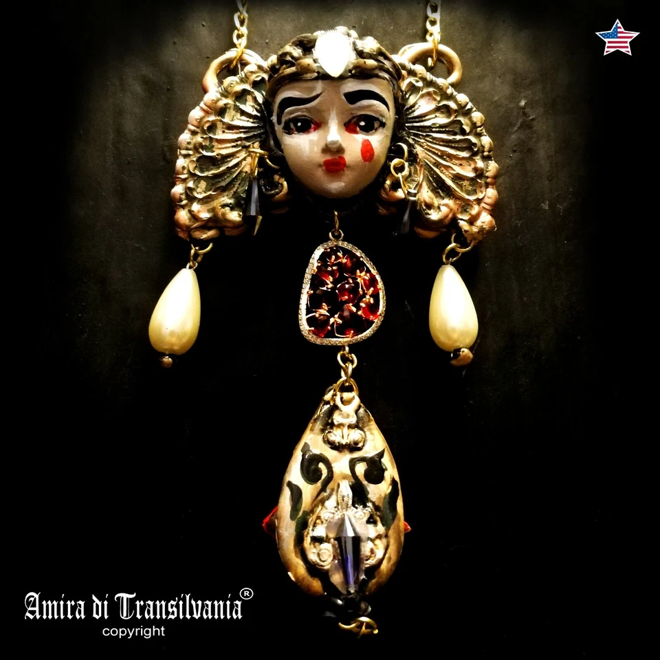 Art Deco Belle Epoque Joyería de Lujo Collar Colgante Dije Muñeca Pierrot Joyas Foto 2 de 4