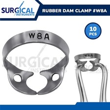 10 Pcs Endodontic Rubber Dam Clamps #W8A Stainless Steel German Grade