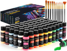 Acrylic Paint Set, 60 Colors 2 oz/Bottle with 12 Art Brushes, Art Supplies for
