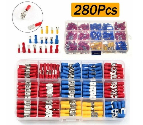 280PCS Assorted Electrical Wire Terminals Crimp Connectors Spade Insulated Kit - Picture 16 of 16