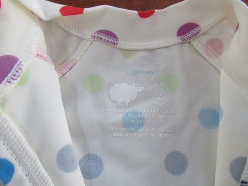 Primary Baby One Piece Rash Guard Polka Dot Swimsuit Bathing Suit 3-6 Months - Picture 2 of 2