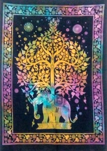 tree meditation tapestry elephant poster bohemian hanging multi