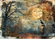 Gothic Halloween Poster A4 Printable Wall Art Digital Photo Junk Journal D