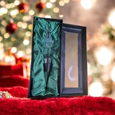 Ls Arts Christmas  Spruce Tree Blown Glass Bottle Stopper 