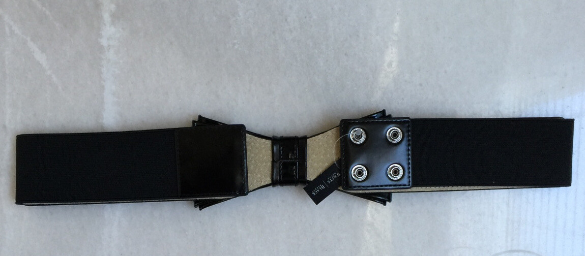 White House Black Market Wide Stretch Black Bow Belt Size S  display picture 3