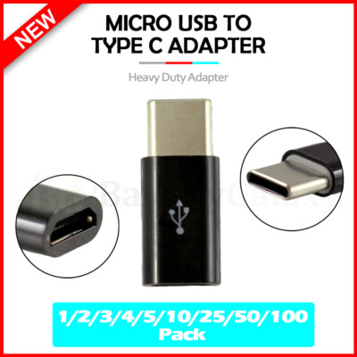 Lot 1-100 Micro USB - Type-C Adapter for Samsung Galaxy AO1/A11/A21/F41/A71/A71S