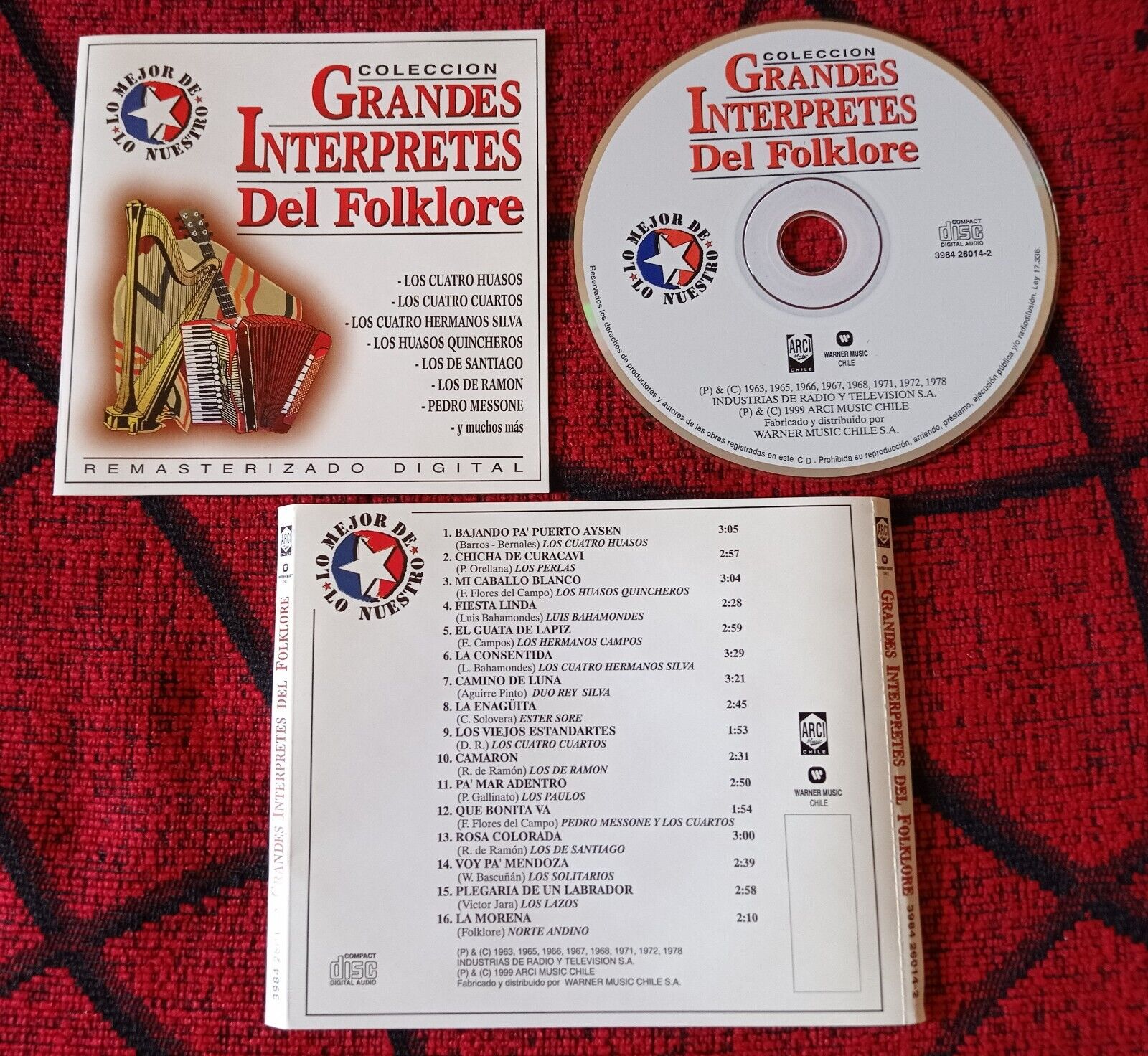 GRANDES INTERPRETES DEL FOLKLORE Chile CD 1999 LOS CUATRO HUASOS Cuartos