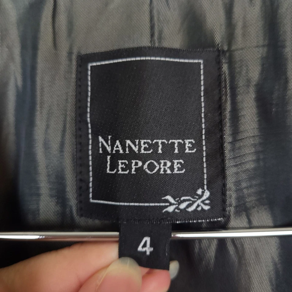 Nanette Lepore Women's Blazer Sz 4 Embroidered Crochet Sleeves Office Formal - Image 4 of 4