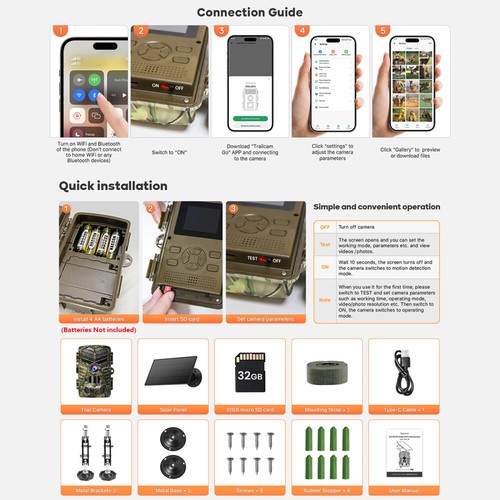 Wildkamera mit App - 2,7K 48MP WLAN Wildtierkamera Solar mit Bewegungsmelder - Bild 14 von 16