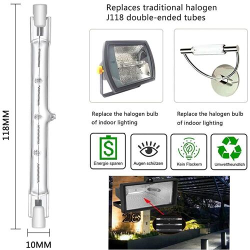 Halogenlampe R7s 78mm 118mm Glasröhre Glühbirne COB 220V 240V - Afbeelding 3 van 19
