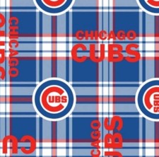 Fleece Chicago Cubs Plaid MLB Baseball Sports Fleece Fabric Print BTY s6612bf