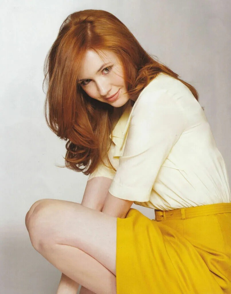 red hair and yellow dress Young Woman Red Hair Yellow Dress Stock Photo 582730291