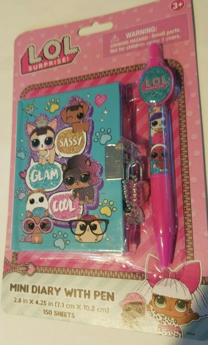 Girl LOL Surprise Brand Blue Mini Diary Lock Key SASSY GLAM COOL Ink Pen  Age 3+