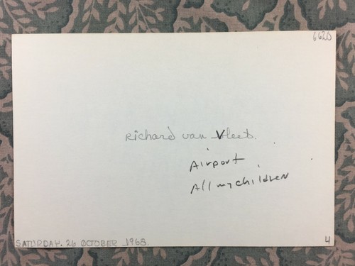 Richard Van Vleet - All My Children - Airport - The Outsider - Autographed 1968 - Picture 2 of 2