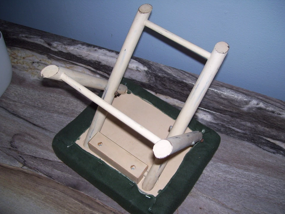 Hand Embroidered Cushon Top Folding Stool. Very Nice! - Image 3 of 4