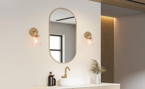 1 Gold Sconce Wall Lighting - Elegant 1-Light Vanity Light for Bathroom, Bedroom - Picture 3 of 9