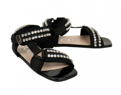 GUCCI サンダル 36 Gucci Leather Sandals Slippers Shoes with Crystals Size 36