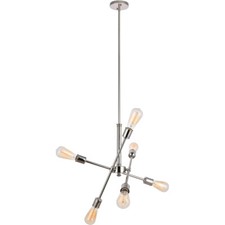 Pendant Chandelier Light Fixture Polished Nickel Sputnik Foyer or Dining Room