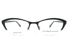 Alfred Sung Eyeglasses Frames AS5057 BLK Black Cat Eye Semi Rim 51-18-140
