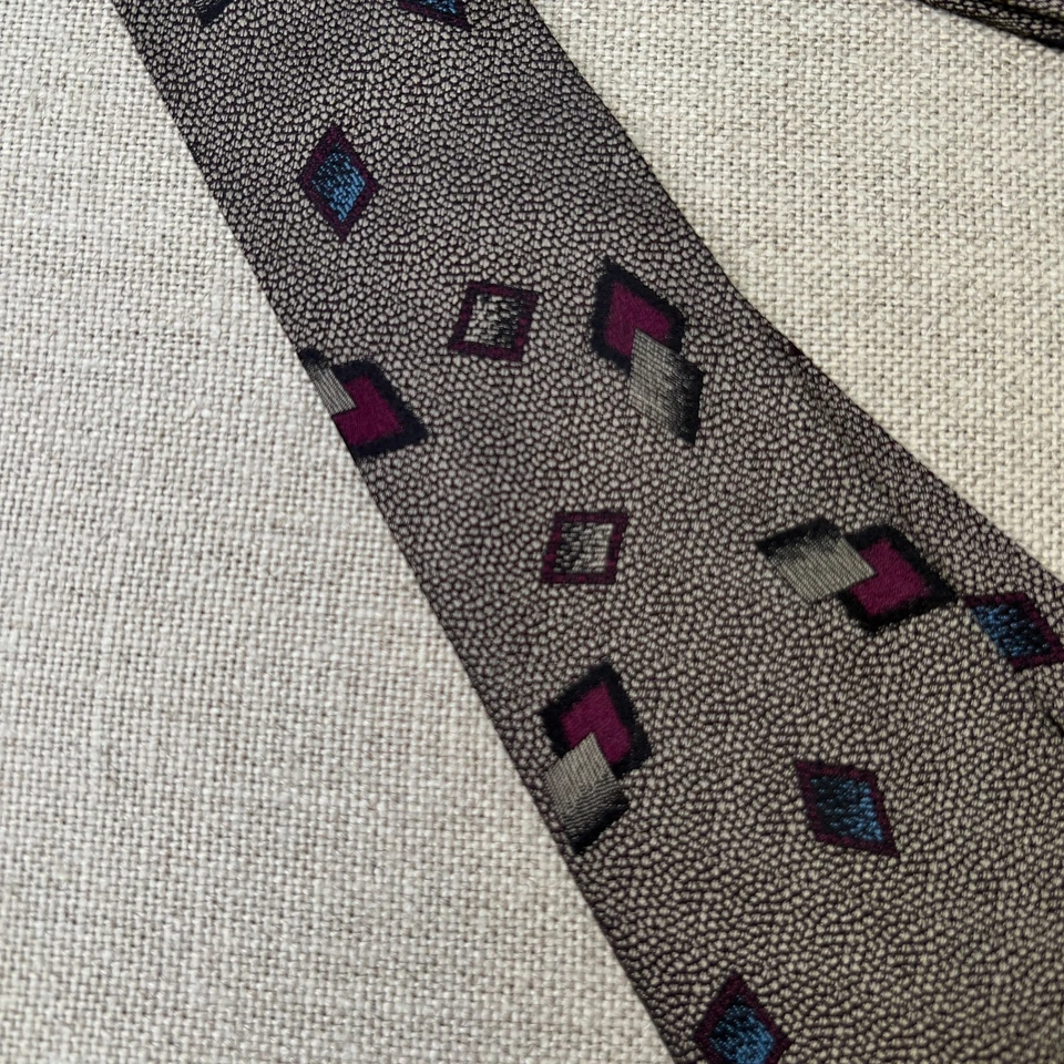 Corbata Andrew Fezza Hombre Tejida Seda Geométrica 59.5x3.5 Hecha a Mano Italia Trabajo Núcleo No Foto 3 de 4