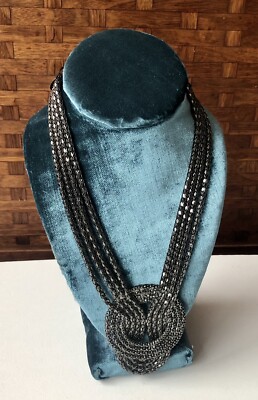 Express Beaded Necklace Fashion Statement Gunmetal Multistrand Knot Lobster Claw