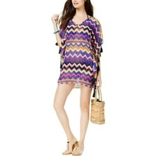 NWT Miken Swimsuit Cover Up Dress Tunic Tassle Spectrum Blue Size S