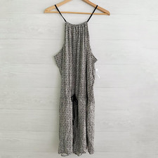 NWT Old Navy - Ivory black geometric tank romper tie neck, sz XXL
