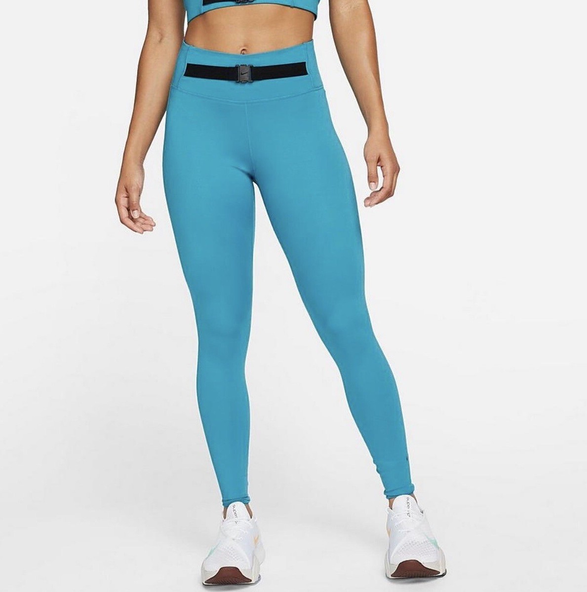 Nike Women's Dri-FIT One Luxe Buckle Mid-Rise Leggings Size Medium Cyber Teal | eBay